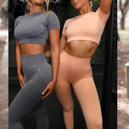 Solid color yoga seamless set - Vibin Sleek Fashion