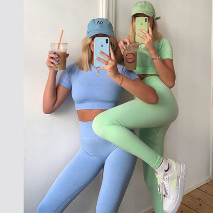 Solid color yoga seamless set - Vibin Sleek Fashion