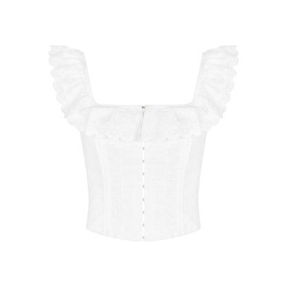 White Corset Lace Up Tank Top - Vibin Sleek Fashion